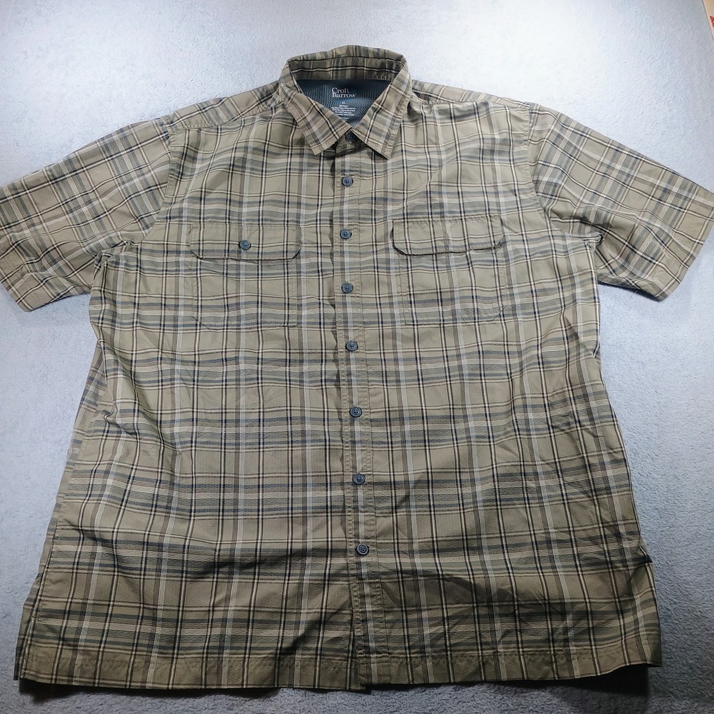 Croft & Barrow Mens Quick Dry Shirt Brown Plaid XL Short Sleeve Button Up